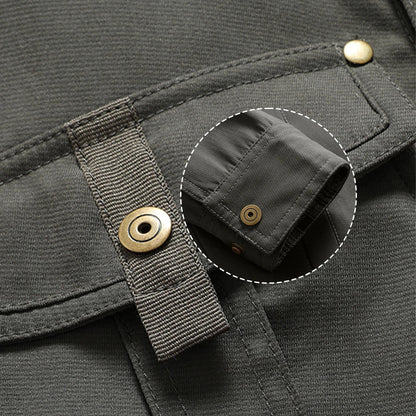 Herren Übergangsjacke mit Flanellfutter – Freizeit Overshirt im Western Cowboy Stil, Knopfleiste