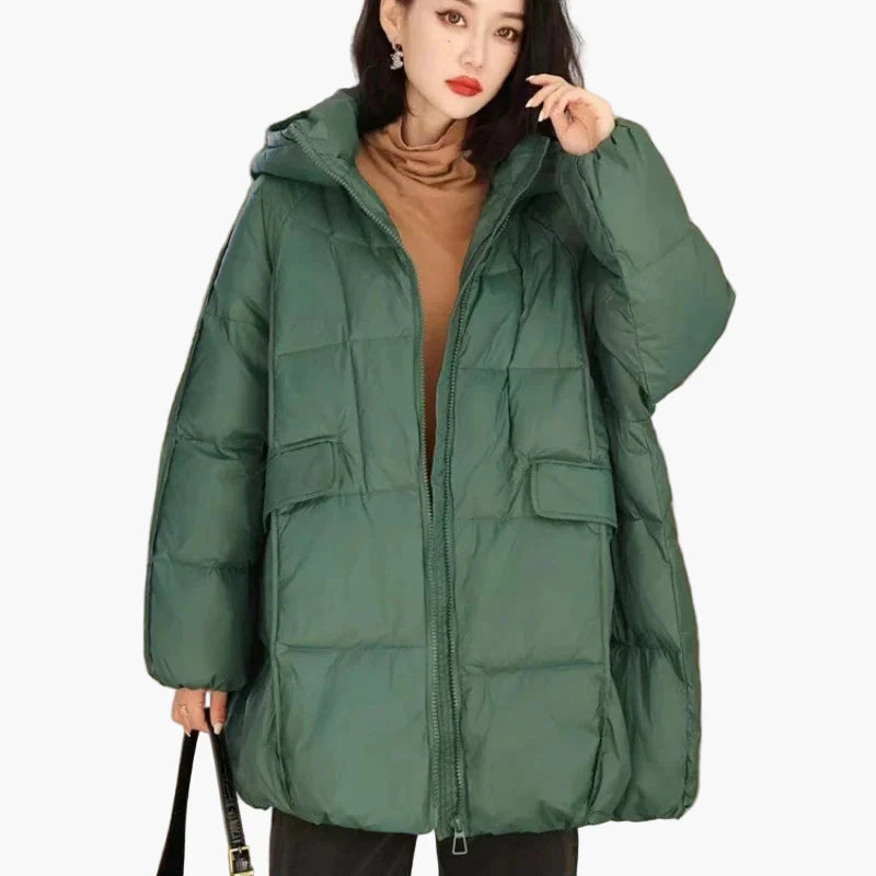 Damen Oversize Steppjacke mit Kapuze für Alltag und Freizeit