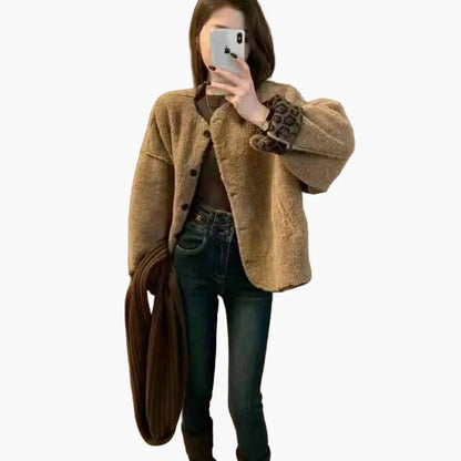 Damen Teddyjacke im Oversized-Look – Lässiger Herbst- und Winterstil, ideal für Freizeit und Alltag