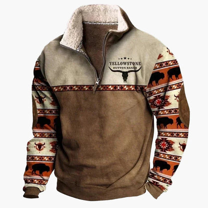 Herren Wild West Vintage Fleece Pullover – Lässiger Western-Stil für Outdoor & Alltag