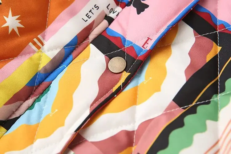 Damen Steppjacke im Patchwork-Stil für Streetwear und Freizeit