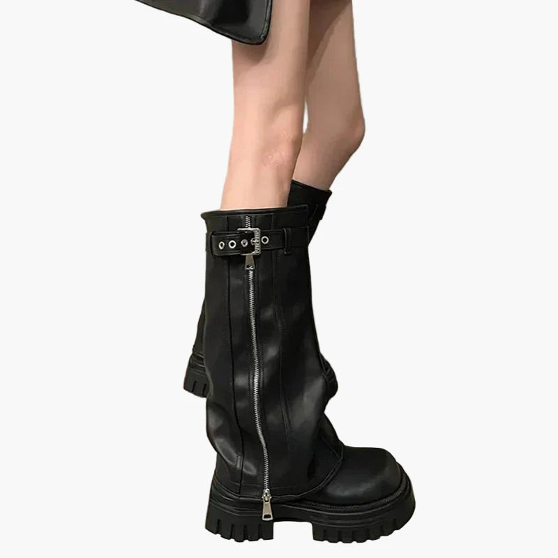 Damen Plateau Stiefel mit Reißverschluss – Trendige Chunky Boots für Herbst und Winter