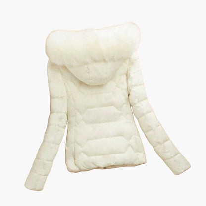 Damen Winter Steppjacke mit Kapuze und Fellkragen – Modische warme Outdoorjacke