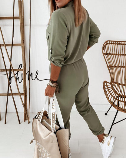 Damen Jumpsuit mit Taschen – Modischer Einteiler für Alltag und Freizeit