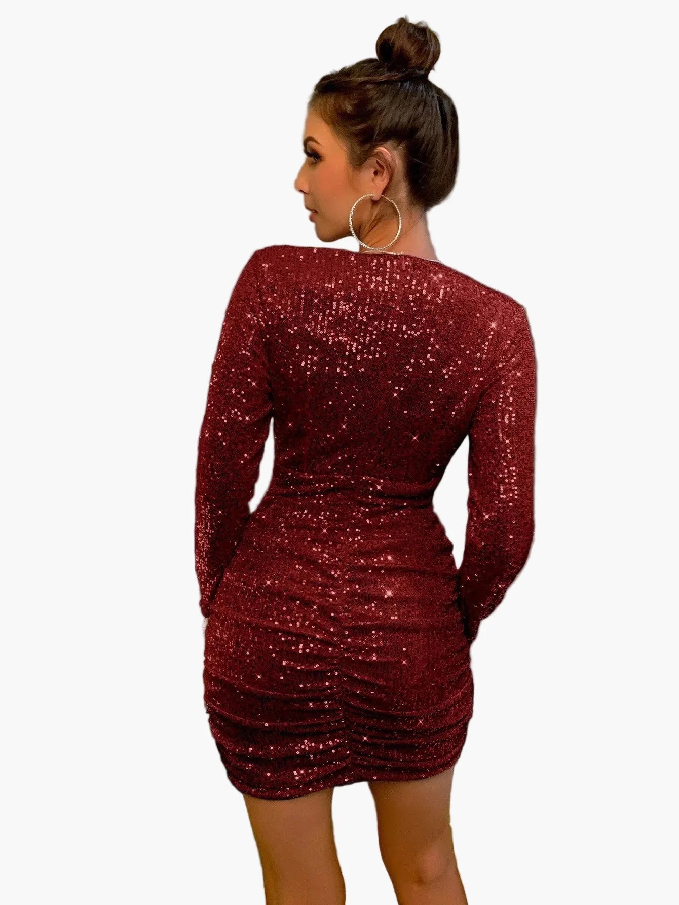 Damen Partykleid mit Pailletten und tiefem V-Ausschnitt – Elegantes Minikleid für besondere Anlässe