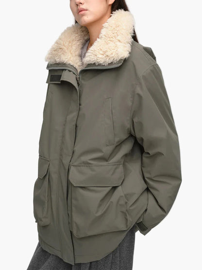 Damen Winterparka mit Teddykragen – Stilvolle Outdoorjacke für kalte Tage