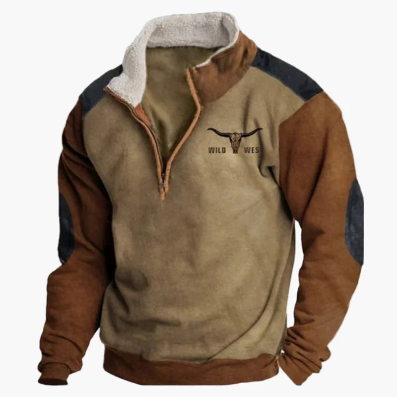 Herren Wild West Vintage Fleece Pullover – Lässiger Western-Stil für Outdoor & Alltag