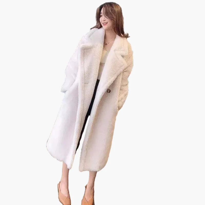 Damen Langer Plüsch Kunstfell Mantel – Modischer Wintermantel für stilvolle Outfits