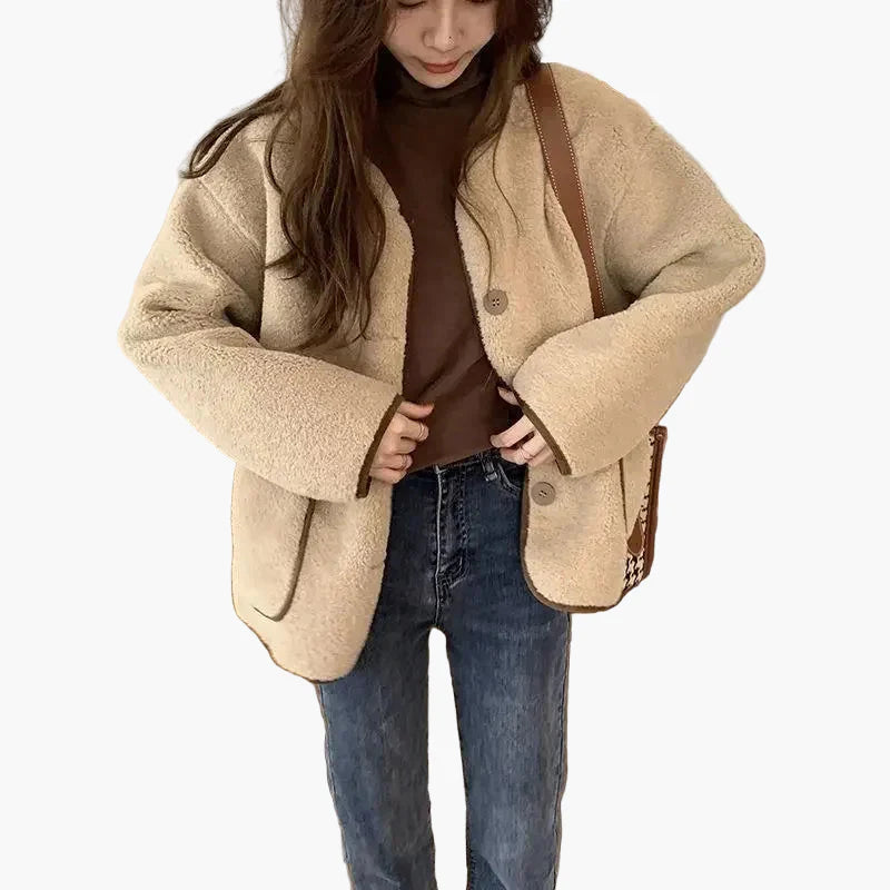 Damen Freizeit Teddyjacke im Oversized-Look – Lässiger Streetstyle für Herbst und Winter