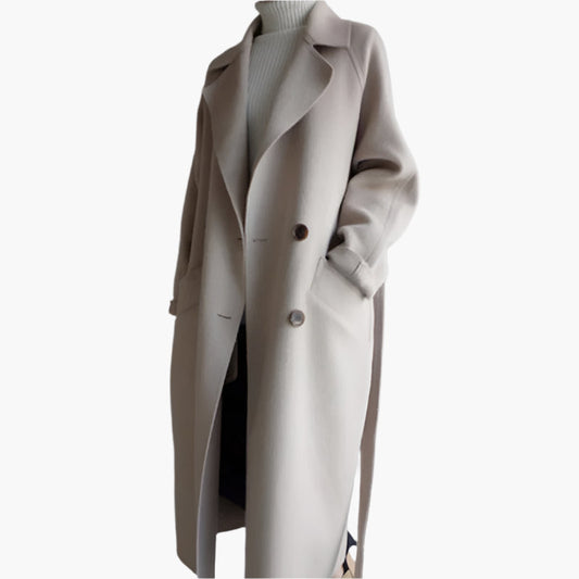 Damen Eleganter Winter-Mantel – Klassischer langer Veganwollmantel für stilvolle Outfits