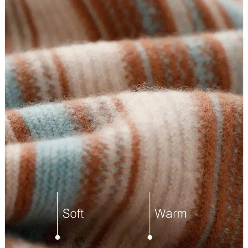 Damen Strickpullover mit Rollkragen – Modischer Streifenpullover für Herbst und Winter