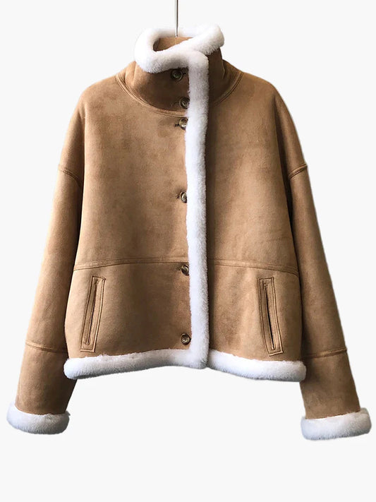 Damen Winter Shearling Jacke im Casual Oversized Stil – Modischer Alltagsbegleiter