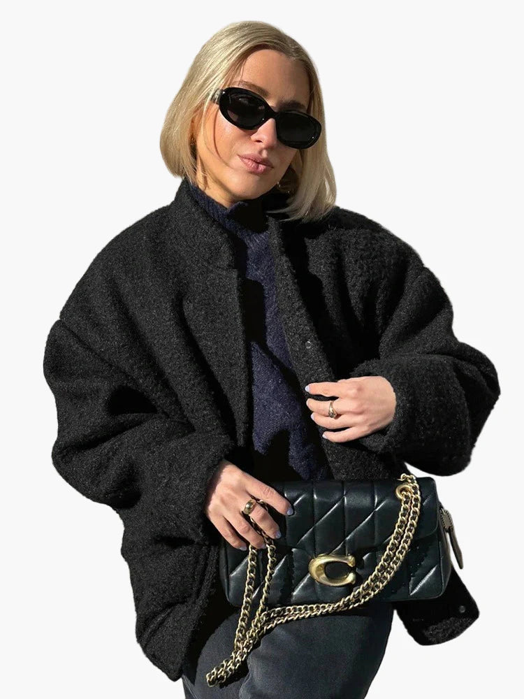 Damen Oversize Bomberjacke im Teddy-Stil – Lässige Trendjacke für Alltag und Streetstyle