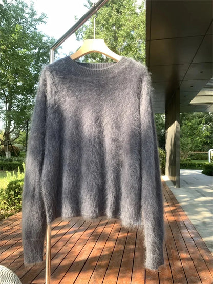 Damen Flauschiger Oversize Pullover – Kuscheliger Strickpullover für Herbst und Winter, Lässiger Stil