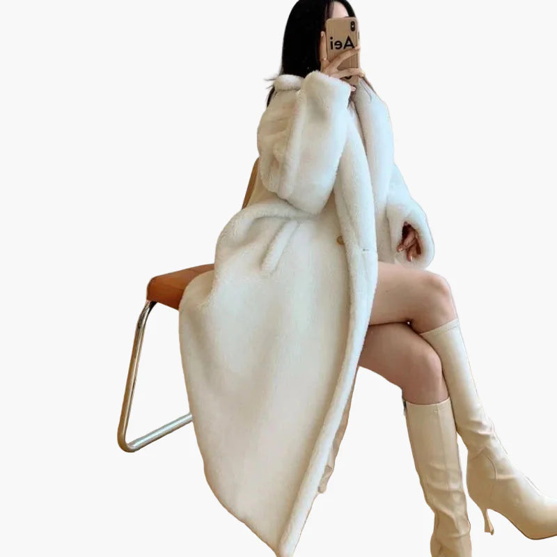 Damen Oversize Wintermantel im luxuriösen Kunstfell-Look – Eleganter Style für kalte Tage