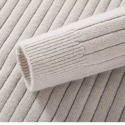Herren Strickpullover mit Stehkragen und Reißverschluss – Modernes Rippenmuster, Eleganter Freizeit- und Business-Look