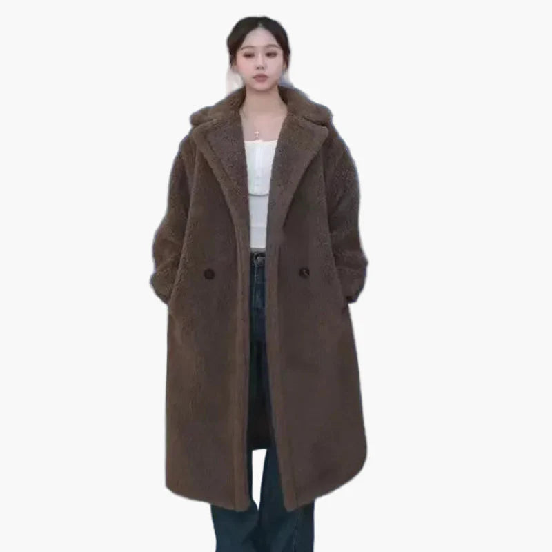 Damen Langer Plüsch Kunstfell Mantel – Modischer Wintermantel für stilvolle Outfits