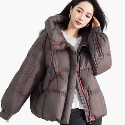 Damen Oversize Daunenjacke Winter Warm Pufferjacke mit Kapuze – Modisch & Bequem