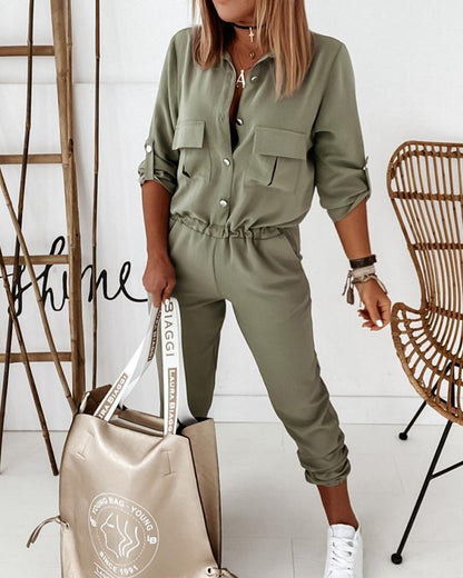 Damen Jumpsuit mit Taschen – Modischer Einteiler für Alltag und Freizeit