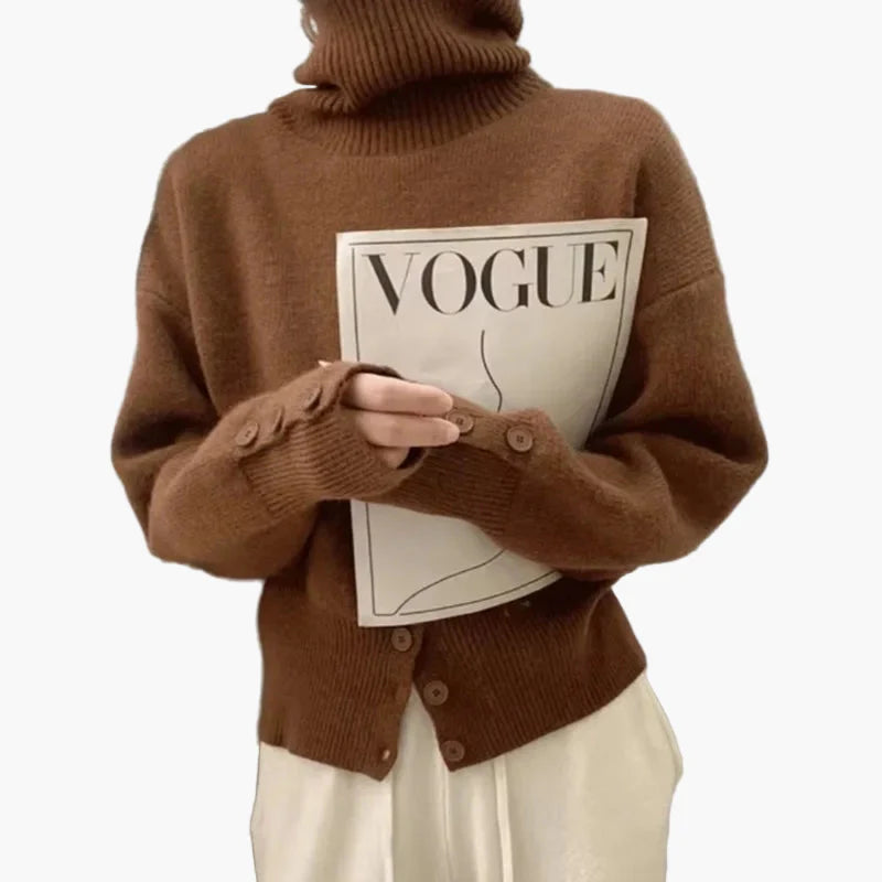 Damen Strickpullover mit Knopfleiste – Modischer Oversize Stil, ideal für Freizeit und Büro