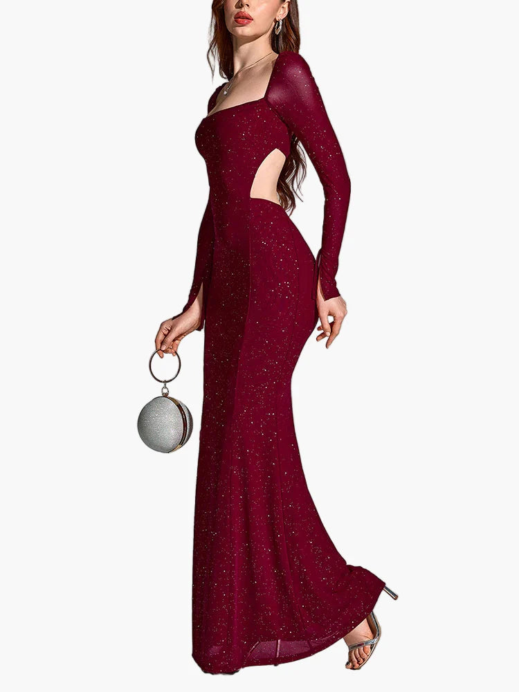 Damen Abendkleid mit Schlitz, Eleganter Maxikleid Stil für festliche Anlässe und Partys