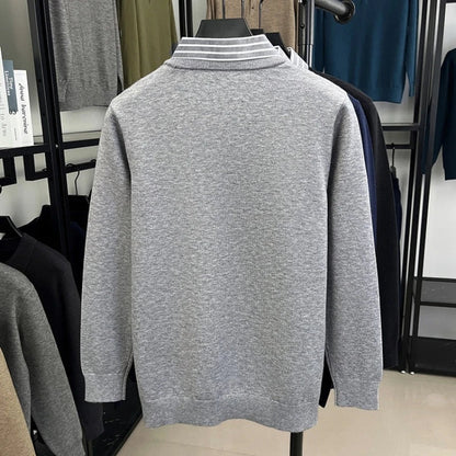 Herren Strickpullover mit gestreiftem Hemdkragen – Eleganter Business- und Freizeit-Look