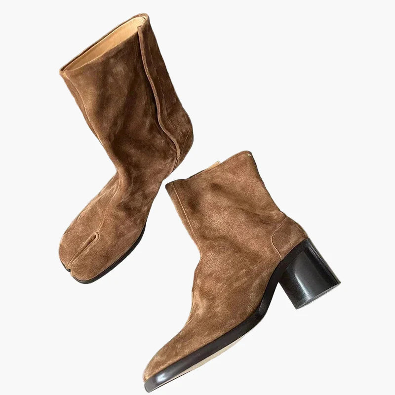 Damen High Heel Stiefeletten mit Tabi-Design – Modische Statement-Boots für Herbst und Winter