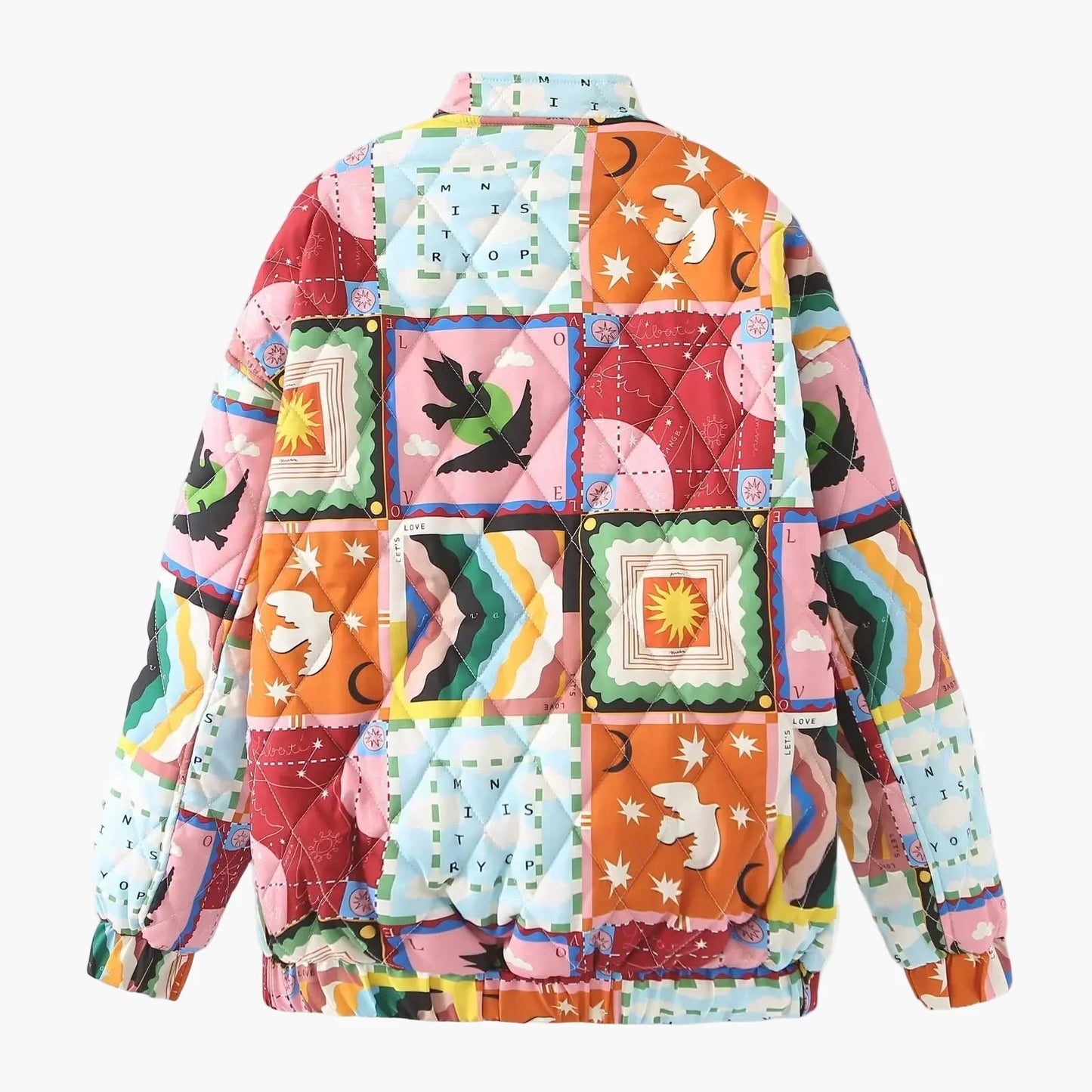 Damen Steppjacke im Patchwork-Stil für Streetwear und Freizeit