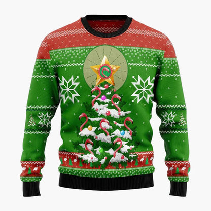 Unisex Lustiger Weihnachts-Pullover Flamingo Ugly Christmas Sweater – Perfekt für Gruppen und Partys