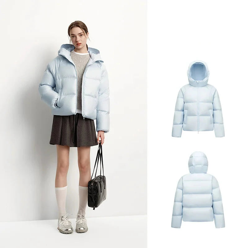 Damen Steppjacke mit Kapuze – Winter Outdoor Freizeitjacke, lässiger Stil