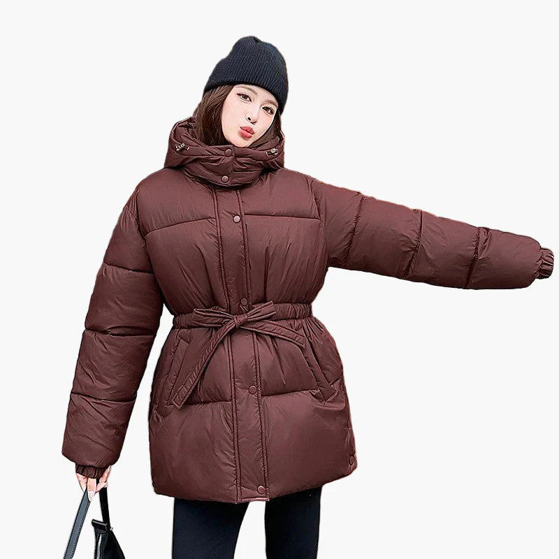 Damen Winter Steppjacke mit Gürtel – Modische, warme Outdoorjacke für Alltag & Freizeit