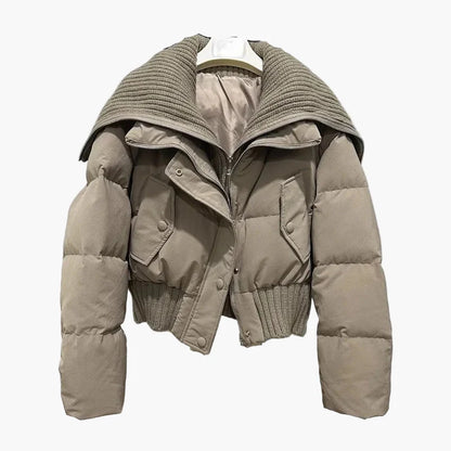 Damen Winter Steppjacke mit Oversize-Kragen – Modische Kurzjacke für Alltag und Freizeit