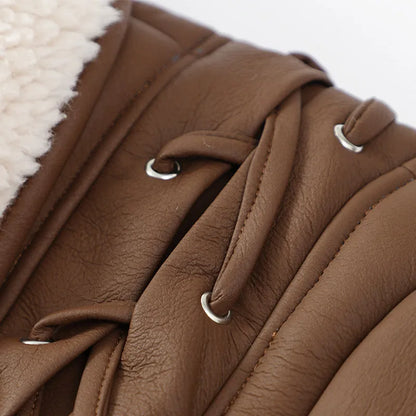 Damen Lammfell-Optik Wickeljacke – Modische Winterjacke mit Gürtel für Alltag und Freizeit