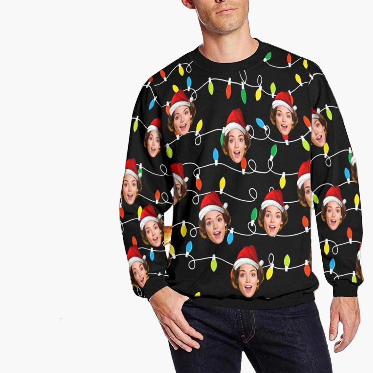 Unisex Weihnachts-Sweatshirt mit Fotodruck – Lustiger Ugly Christmas Pullover für festliche Anlässe