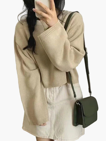 Damen Pullover im modischen Cropped-Stil – Weit geschnitten, ideal für Alltag & Freizeit