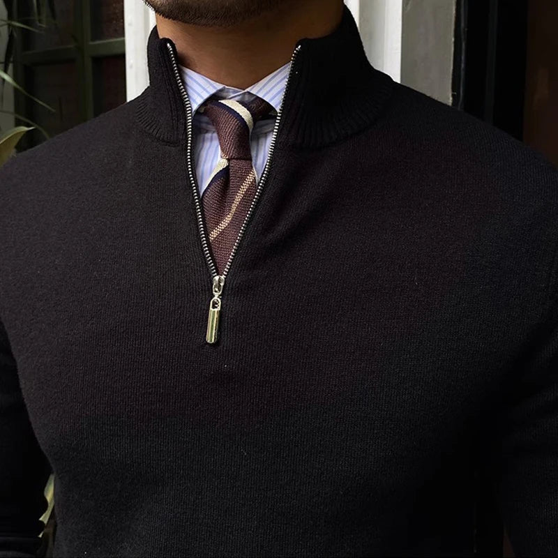 Herren Halb-Zip Pullover – Business & Freizeit, Moderner Stehkragen, Eleganter Style
