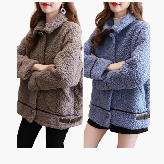 Damen Teddyfell Kurzjacke – Modische Übergangsjacke für Herbst und Winter, lässig und warm