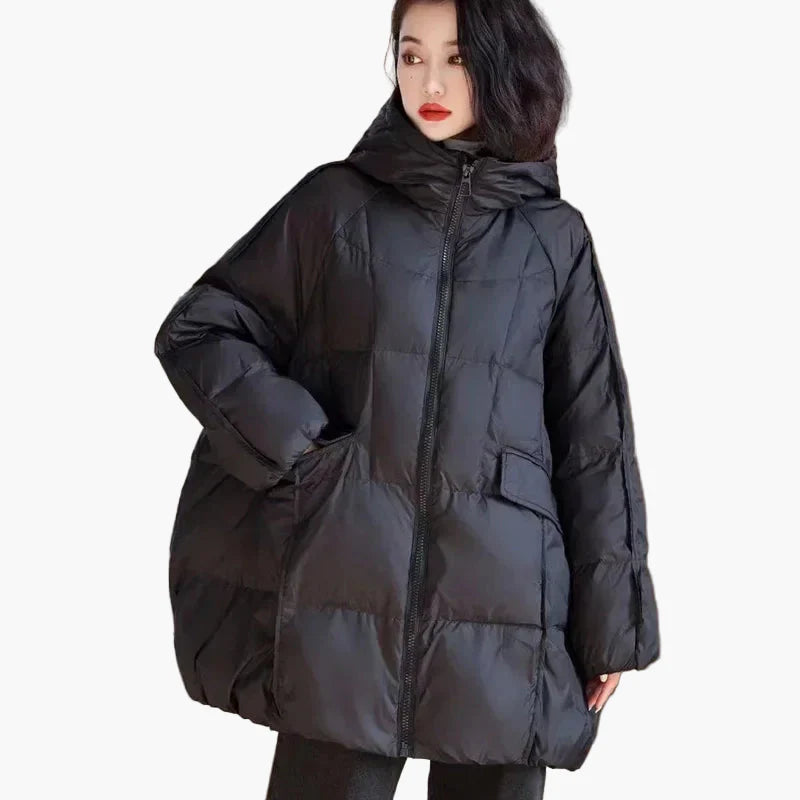 Damen Oversize Steppjacke mit Kapuze für Alltag und Freizeit