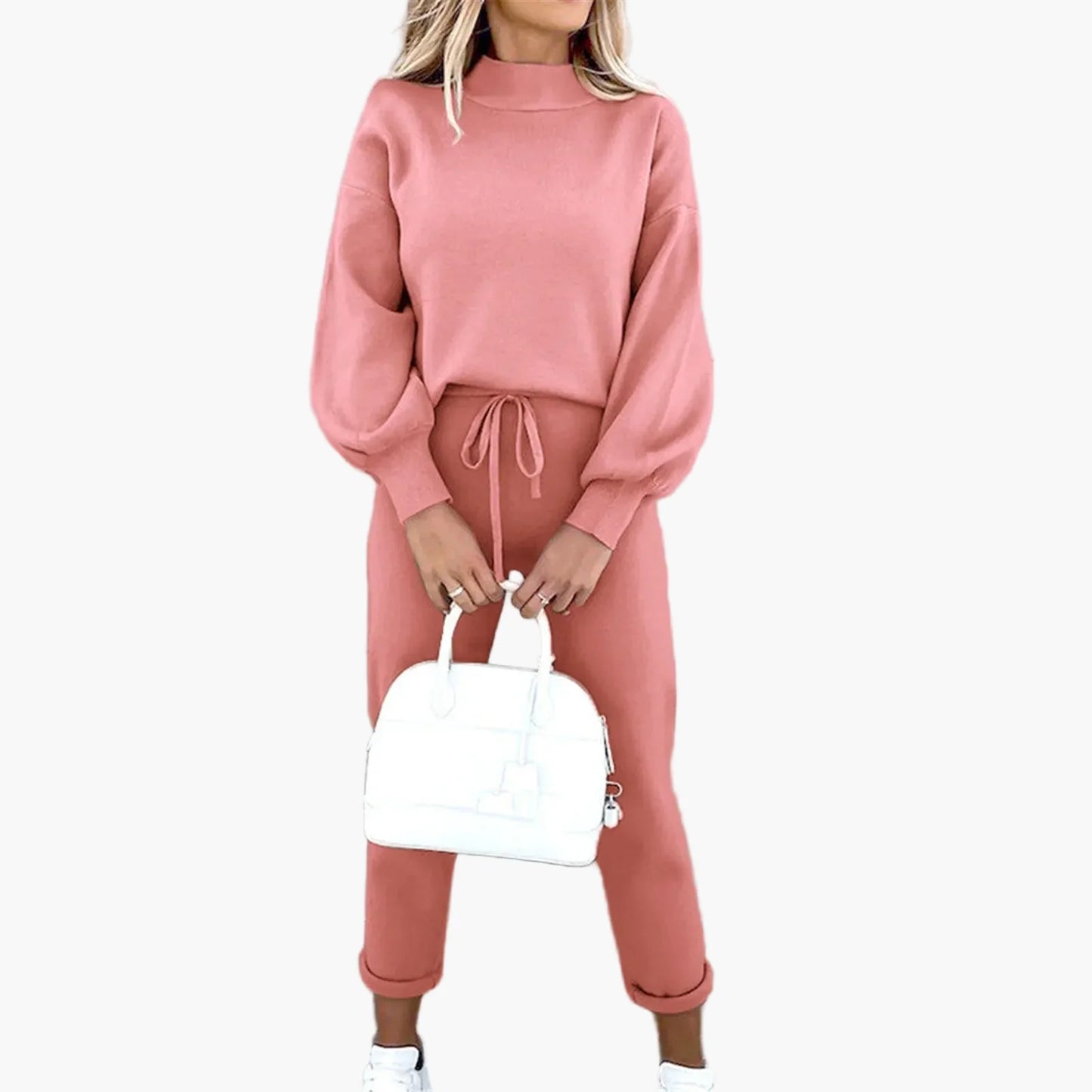 Damen 2-Teiler Lounge Set mit weitem Bein – Modischer Freizeitanzug für Alltag & Streetwear