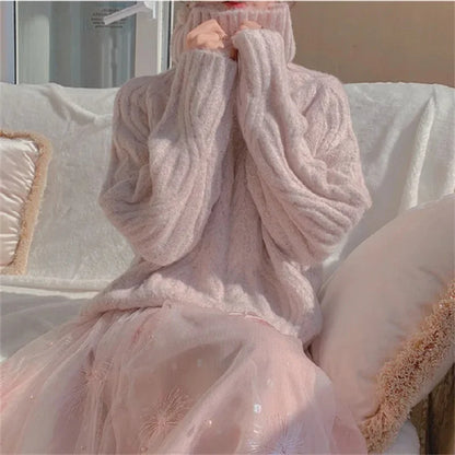 Damen Pullover im Koreanischen Stil – Lockerer Rollkragenpullover für Herbst und Winter, Elegant und Gemütlich