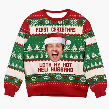 Unisex Weihnachts-Sweatshirt mit Fotodruck – Lustiger Ugly Christmas Pullover für festliche Anlässe