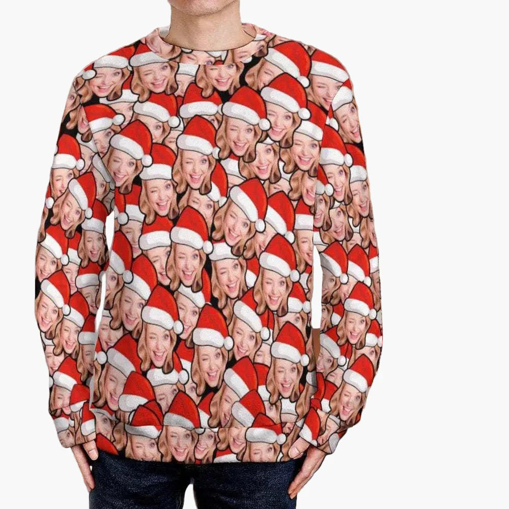Unisex Weihnachts-Sweatshirt mit Fotodruck – Lustiger Ugly Christmas Pullover für festliche Anlässe