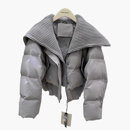 Damen Winter Steppjacke mit Oversize-Kragen – Modische Kurzjacke für Alltag und Freizeit