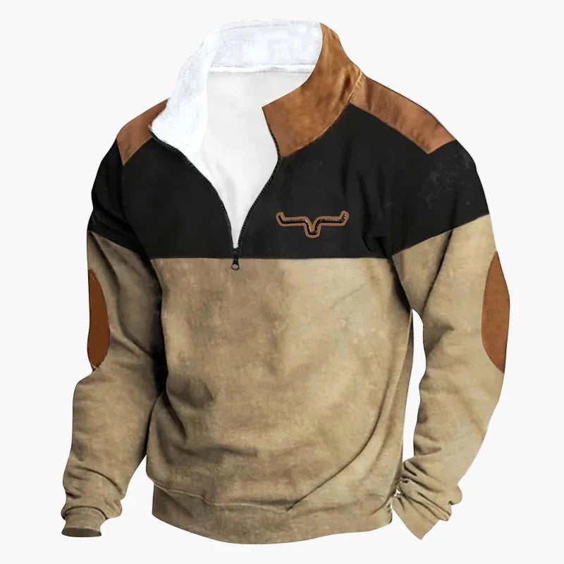 Herren Vintage Western Quarter-Zip Pullover mit Aztekenmuster – Freizeit & Outdoor