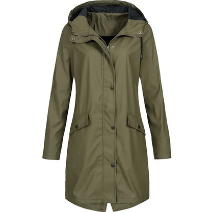 Damen Regenmantel mit Kapuze – Wasserdichte Outdoorjacke für Alltag und Freizeit
