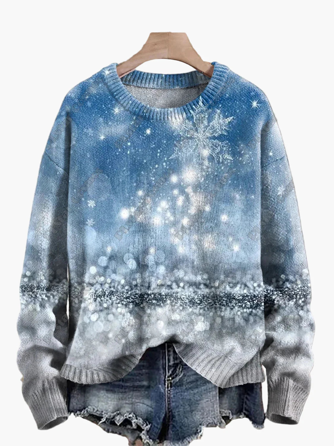 Damen Weihnachtspullover mit 3D-Stickereien – Lustiger Strickpullover im Festtagsstil