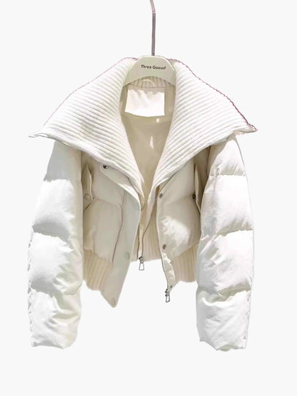 Damen Winter Steppjacke mit Oversize-Kragen – Modische Kurzjacke für Alltag und Freizeit