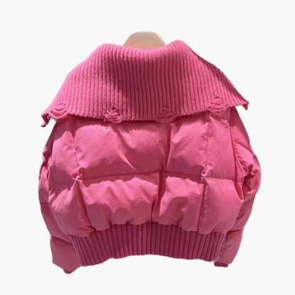 Damen Winter Steppjacke mit Oversize-Kragen – Modische Kurzjacke für Alltag und Freizeit