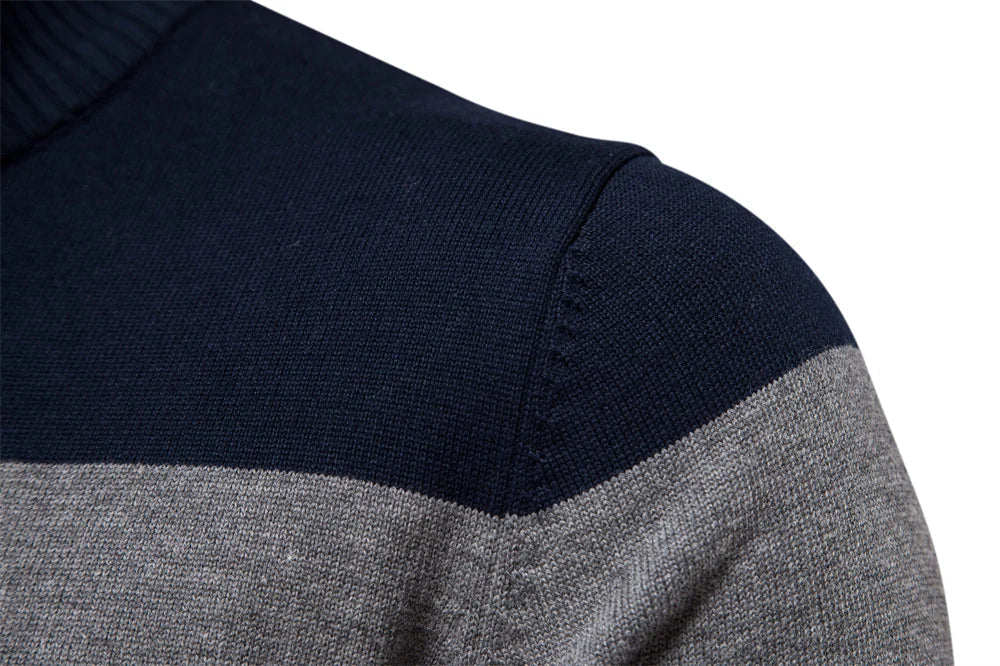 Herren Strickpullover mit Reißverschluss – Modernes Streifendesign für Freizeit und Büro