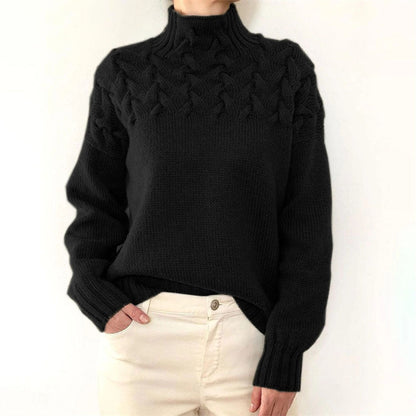 Damen Strickpullover mit Zopfmuster und Rollkragen – Modischer Winterpullover für stilvolle Outfits